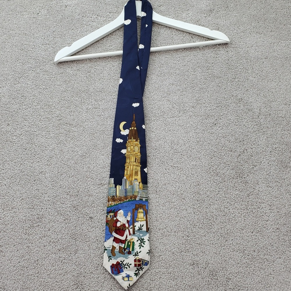 Tango by Max Raab Necktie Mens One Size Blue Christmas Santa Silk Luxury Classic